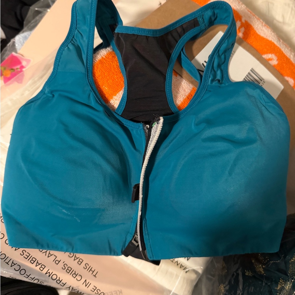 Nike Teal Front-Zip Sports Bra